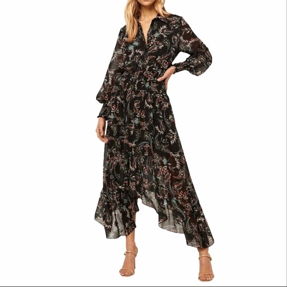 Misa Los Angeles Zahra Paisley Dark Floral Midi Dress Size small